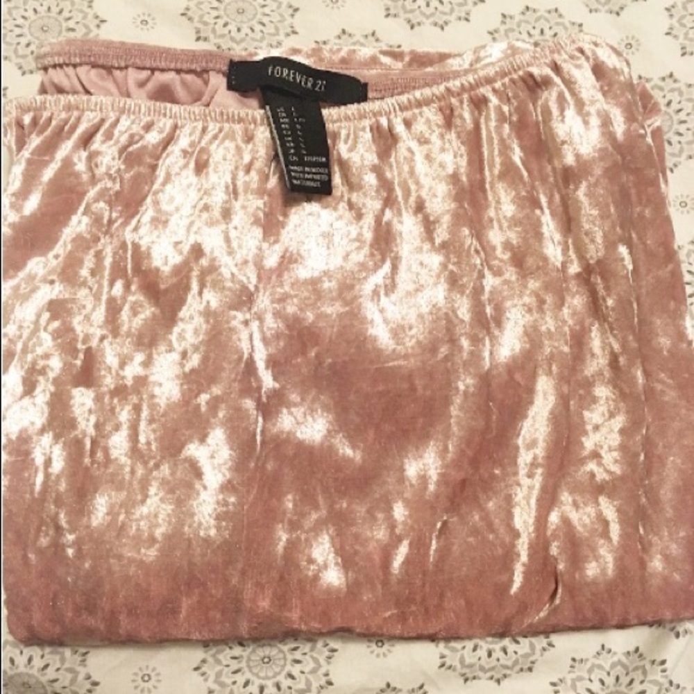 Pink Cruahed Velvet Off the Shoulder Top